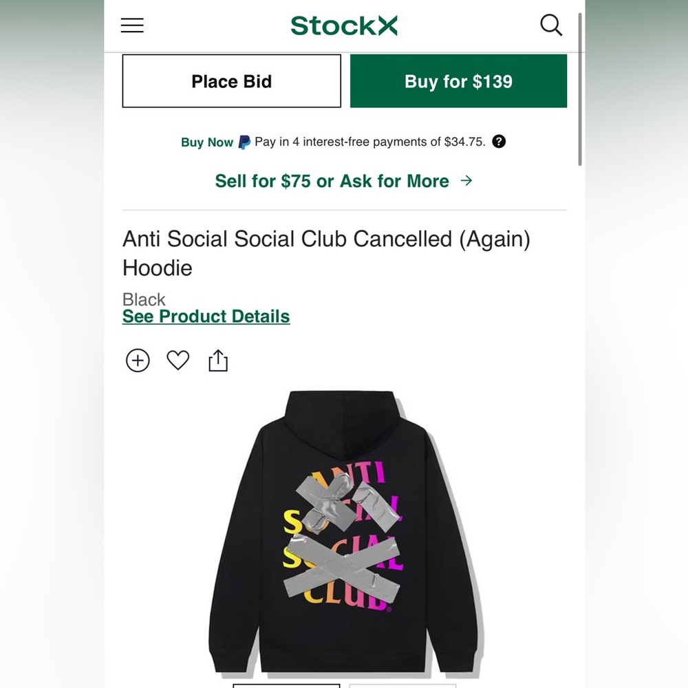 Anti social club cancel hoodie authentic from stock certified tags still on 😎
